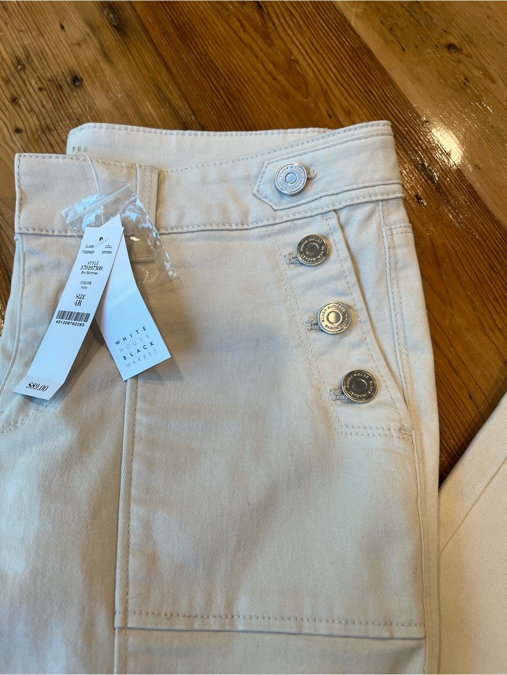 White House Black Market High-Rise Button-Front Jeans in Off-White - Picture 2 of 8